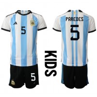 Koszulka piłkarska Argentyna Leandro Paredes #5 Strój Domowy dla dzieci MŚ 2022 tanio Krótki Rękaw (+ Krótkie spodenki)